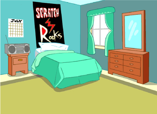 Bedroom backdrop in Scratch