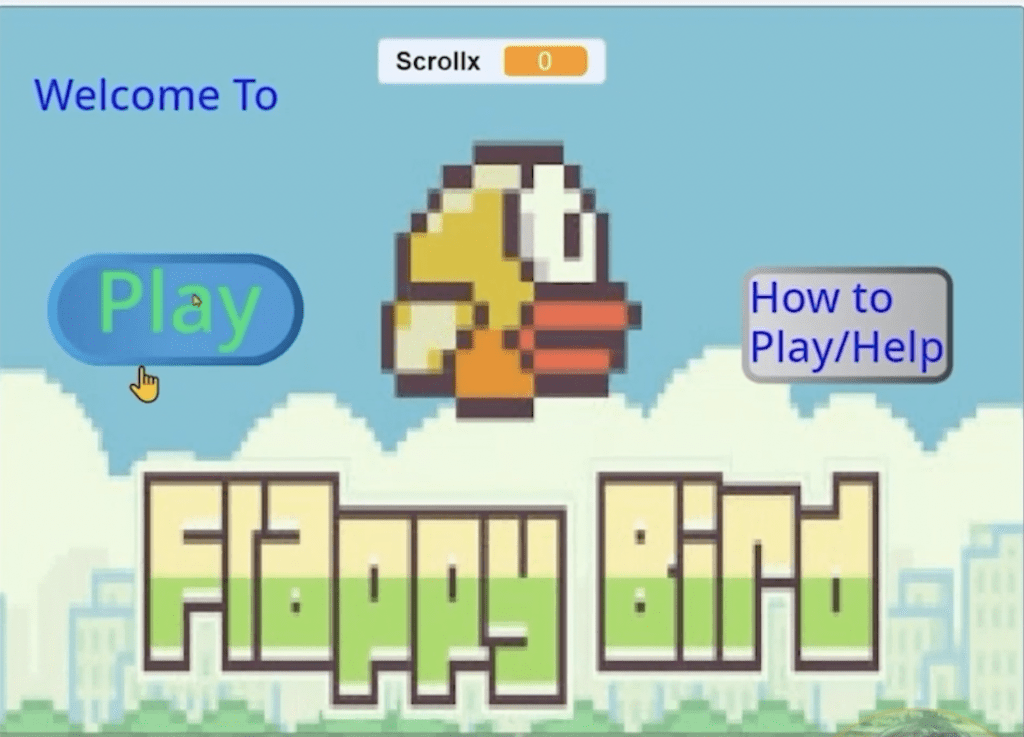 Screen Scrolling in Flappy Bird using Scratch
