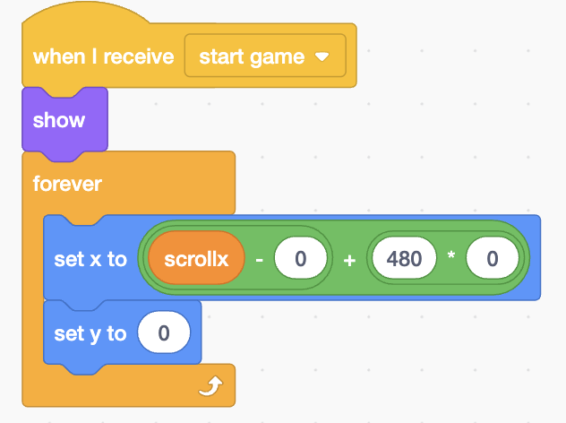 Screen Scrolling in Flappy Bird using Scratch